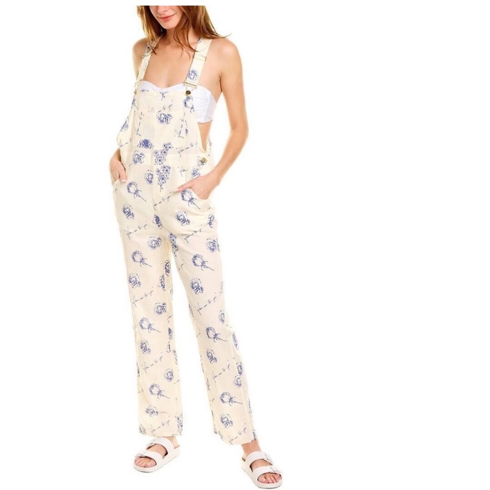 WeWoreWhat Cream Floral Print Overalls
